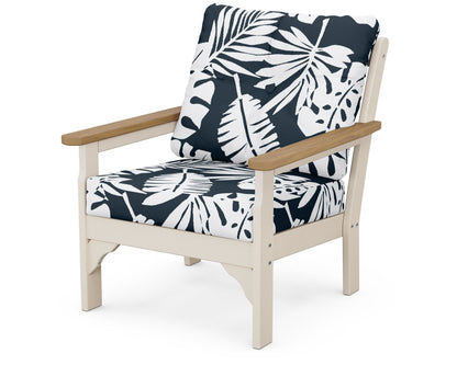 POLYWOOD® Vineyard Deep Seating Chair in Sand / Natural / Leaf Marine Indigo