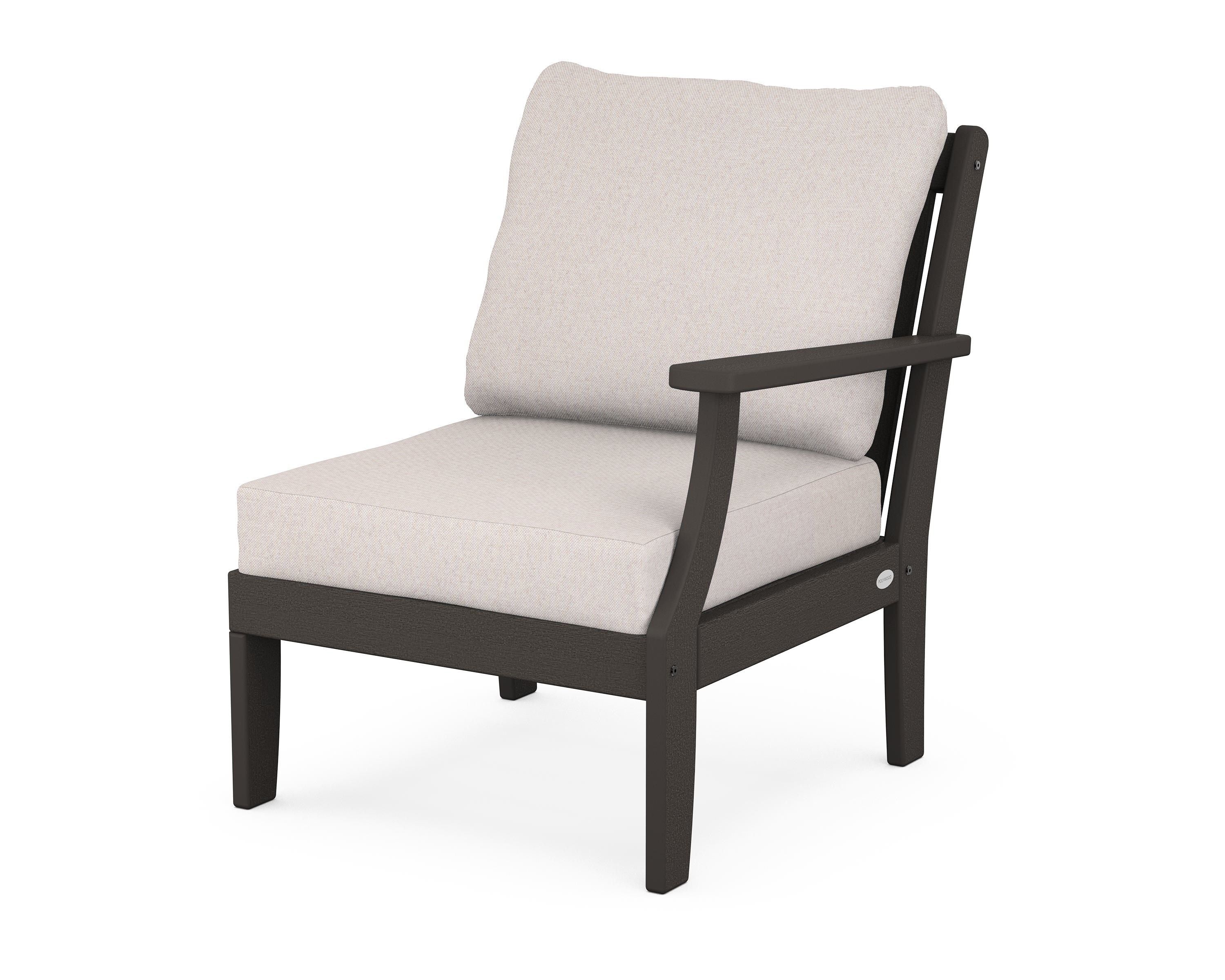 POLYWOOD® Braxton Modular Right Arm Chair in Vintage Coffee / Dune Burlap