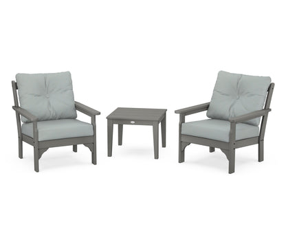 POLYWOOD® Vineyard 3-Piece Deep Seating Set in Slate Grey / Spa