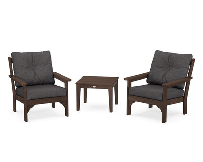 POLYWOOD® Vineyard 3-Piece Deep Seating Set in Mahogany / Ash Charcoal