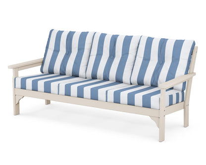 POLYWOOD® Vineyard Deep Seating Sofa in Sand / Cabana Stripe Sky Blue