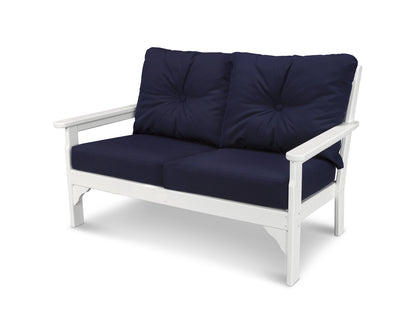 POLYWOOD® Vineyard Deep Seating Loveseat in White / Navy