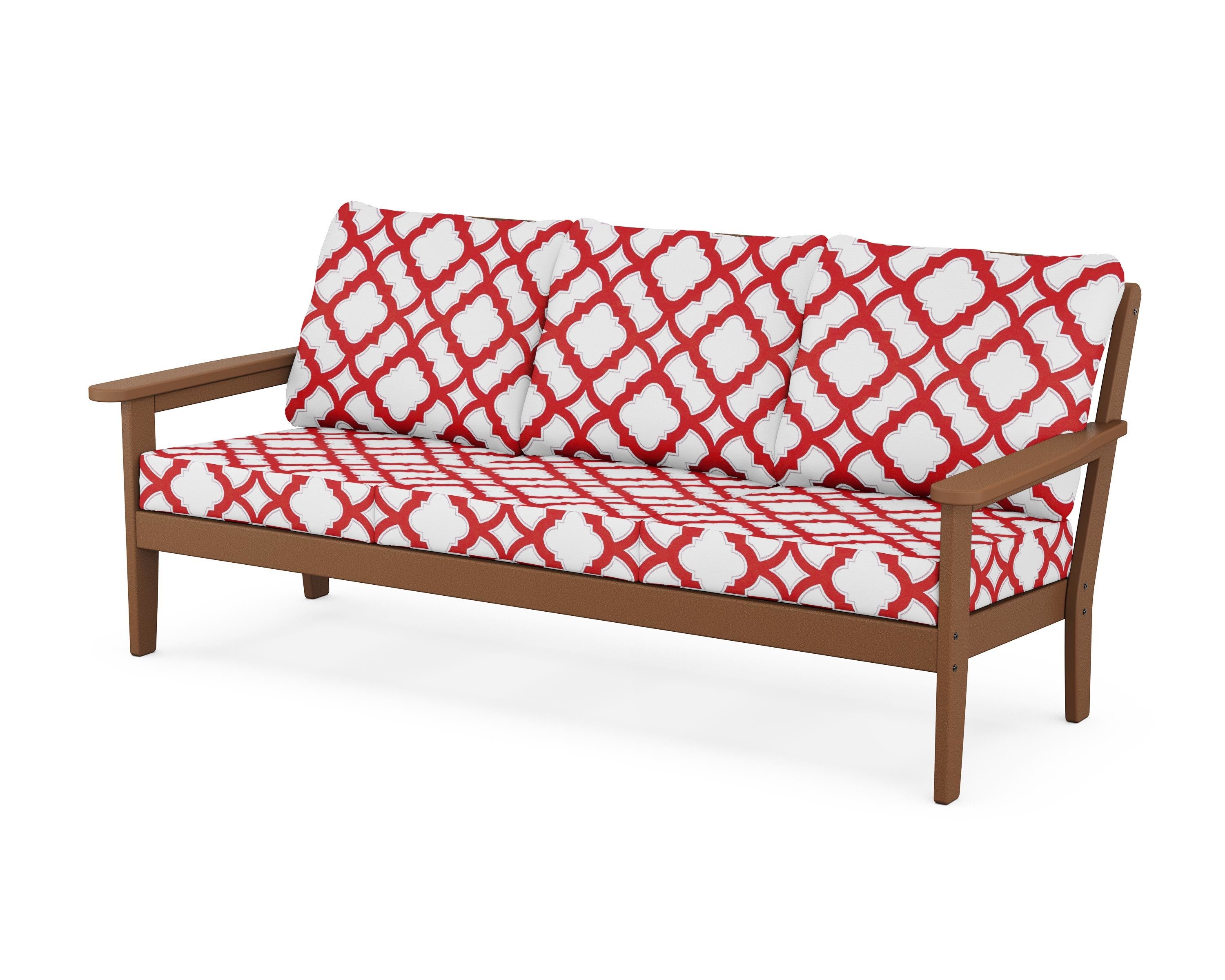 Country Living Cottage Deep Seating Sofa in Teak / Trellis Crimson