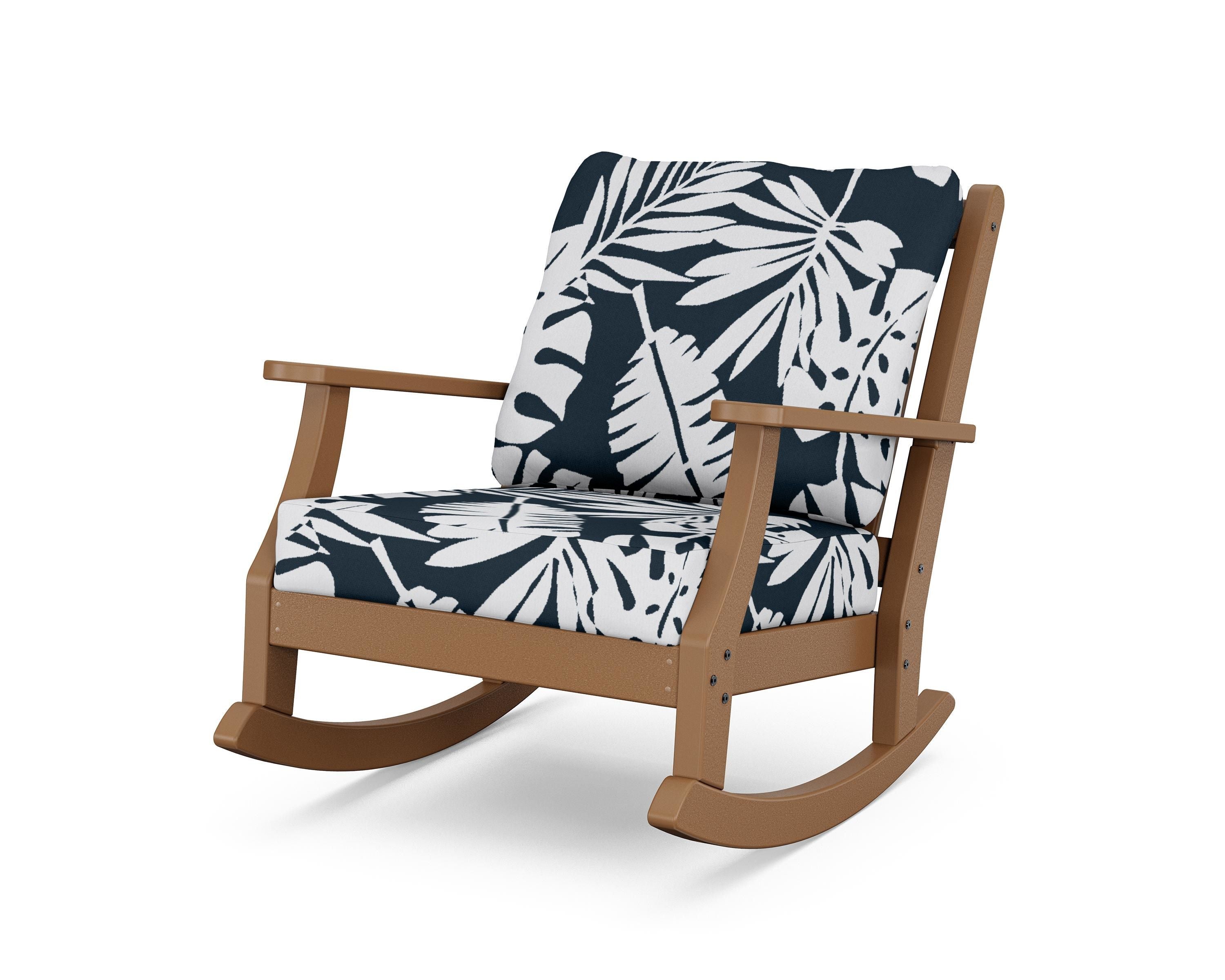 Country Living Wovendale Deep Seating Rocking Chair in Teak / Leaf Marine Indigo