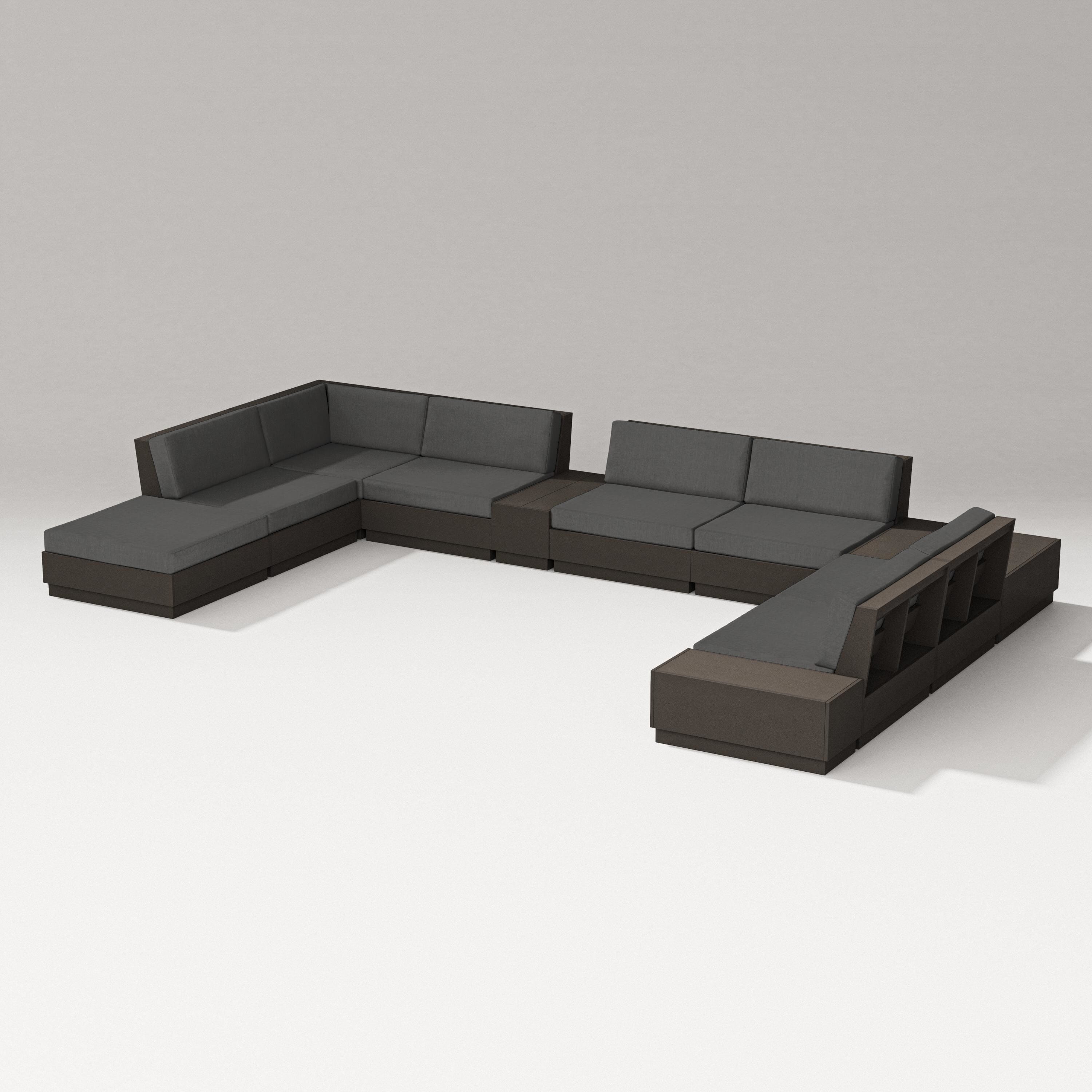 PW Designer Series Elevate 11-Piece Conversation Sectional Set in Vintage Coffee / Spectrum Carbon