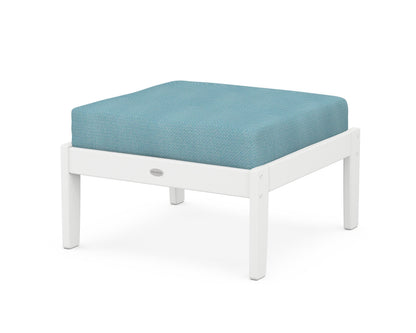 POLYWOOD® Braxton Deep Seating Ottoman in White / Lattice Sky Blue