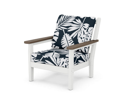 POLYWOOD® Chippendale Deep Seating Chair in White / Kona / Leaf Marine Indigo