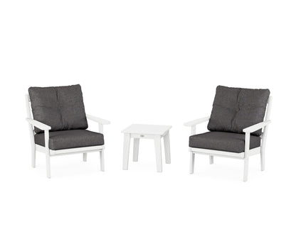 POLYWOOD® Mission 3-Piece Deep Seating Set in White / Ash Charcoal