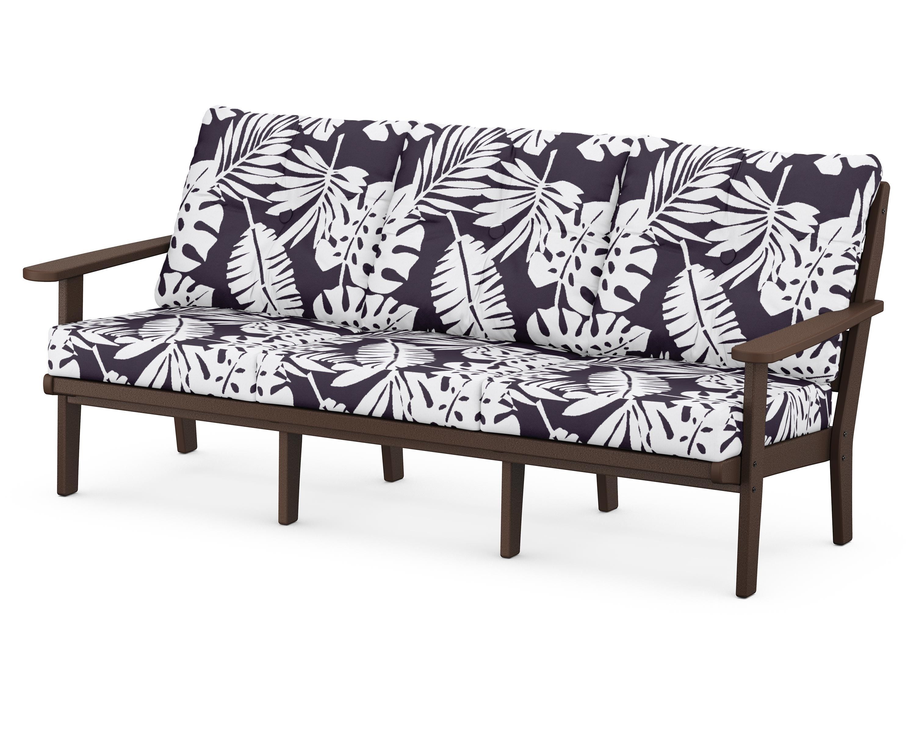 POLYWOOD® Lakeside Deep Seating Sofa in Mahogany / Leaf Navy