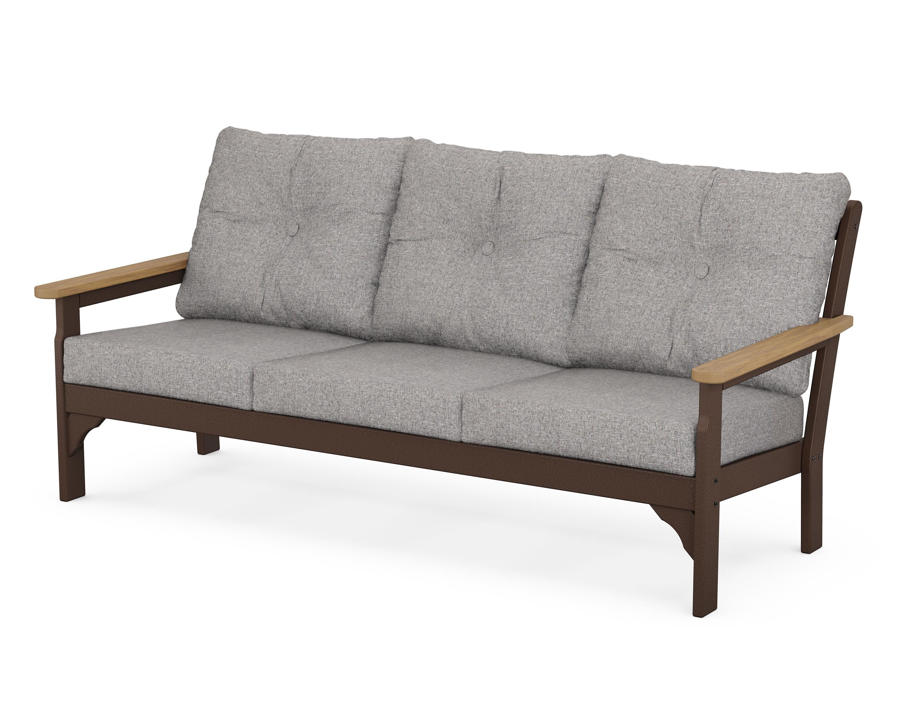 POLYWOOD® Vineyard Deep Seating Sofa in Mahogany / Natural / Grey Mist