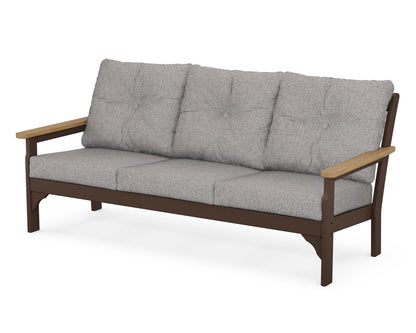 POLYWOOD® Vineyard Deep Seating Sofa in Mahogany / Natural / Grey Mist