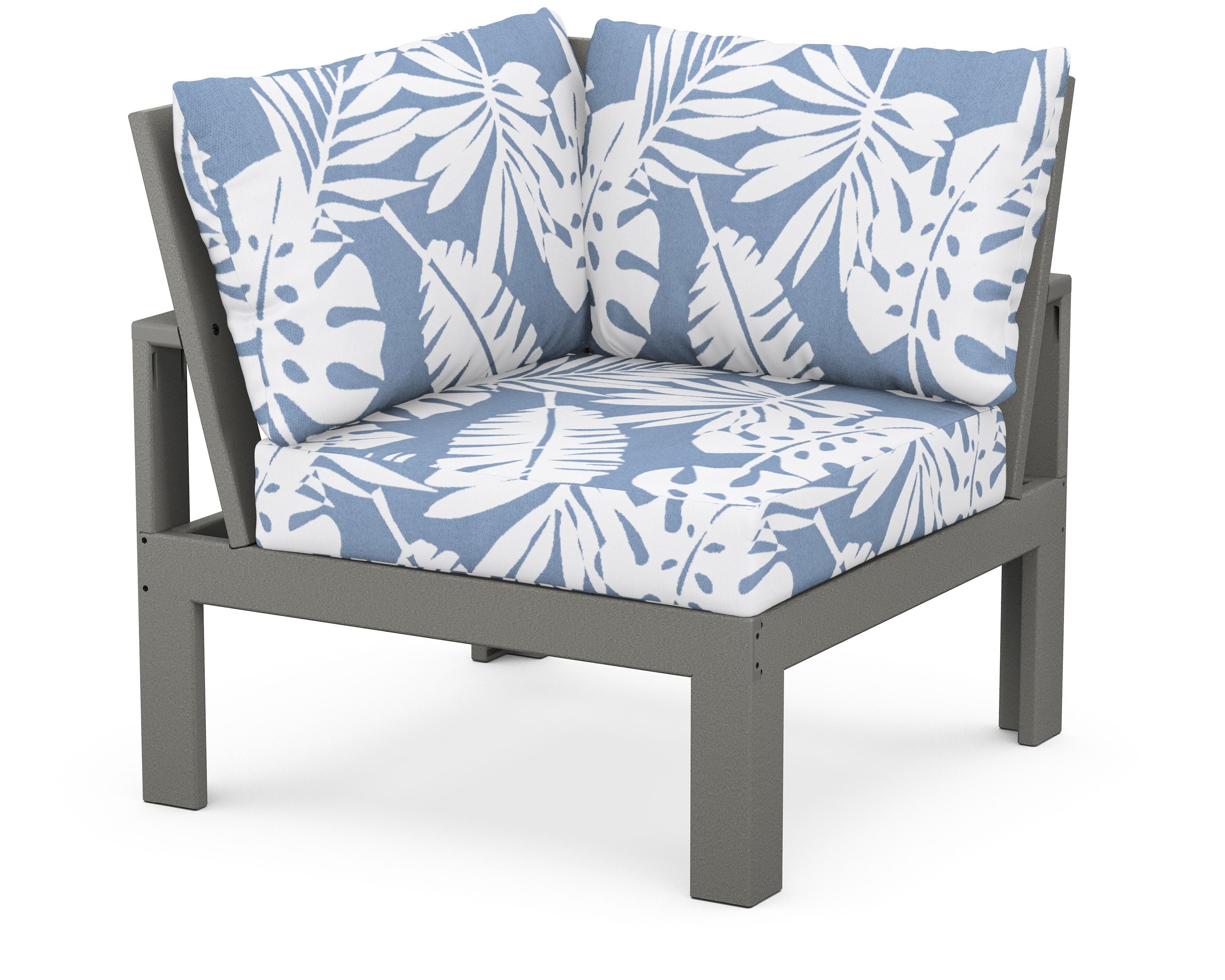 Unbranded Modular Corner Chair in Slate Grey / Leaf Sky Blue