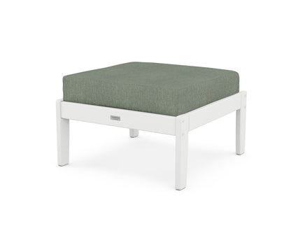 Country Living Cottage Deep Seating Ottoman in White / Cast Sage