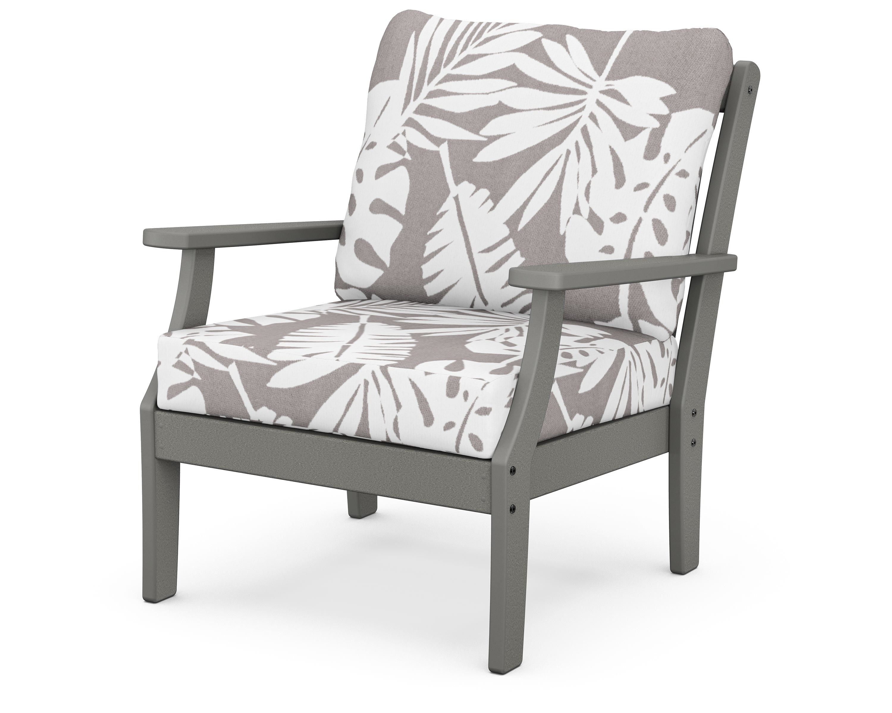 POLYWOOD® Braxton Deep Seating Chair in Slate Grey / Leaf Grey Mist