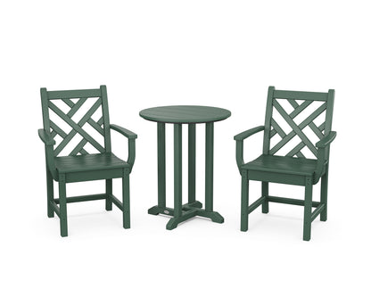 POLYWOOD® Chippendale 3-Piece Round Bistro Dining Set in Green
