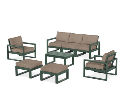 POLYWOOD® EDGE Sectional 8-Piece Lounge Sofa Set in Green / Spiced Burlap