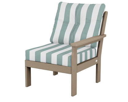 POLYWOOD® Vineyard Modular Right Arm Chair in Vintage Sahara / Cabana Stripe Glacier Spa