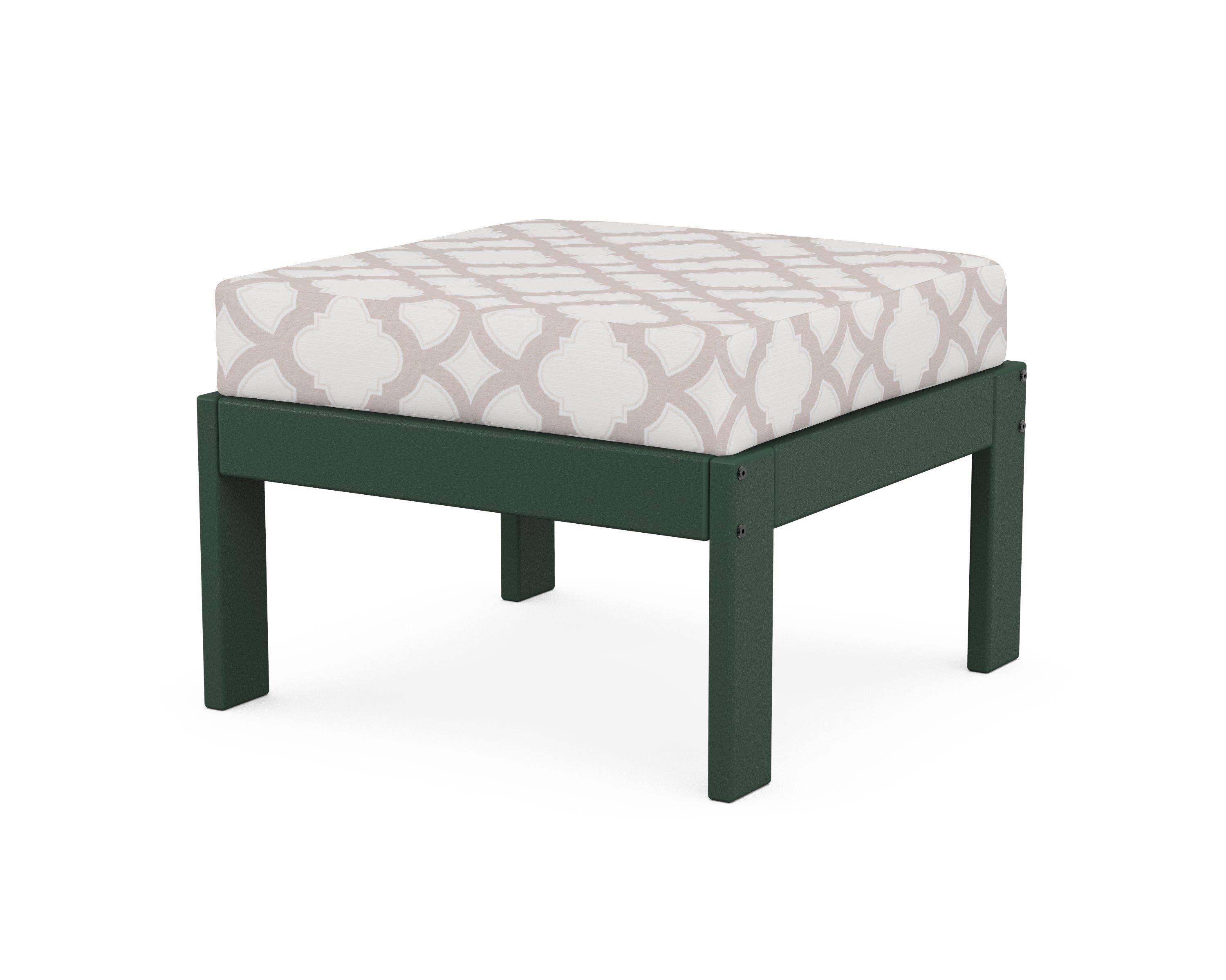 POLYWOOD® Vineyard Modular Ottoman in Green / Trellis Dune Burlap