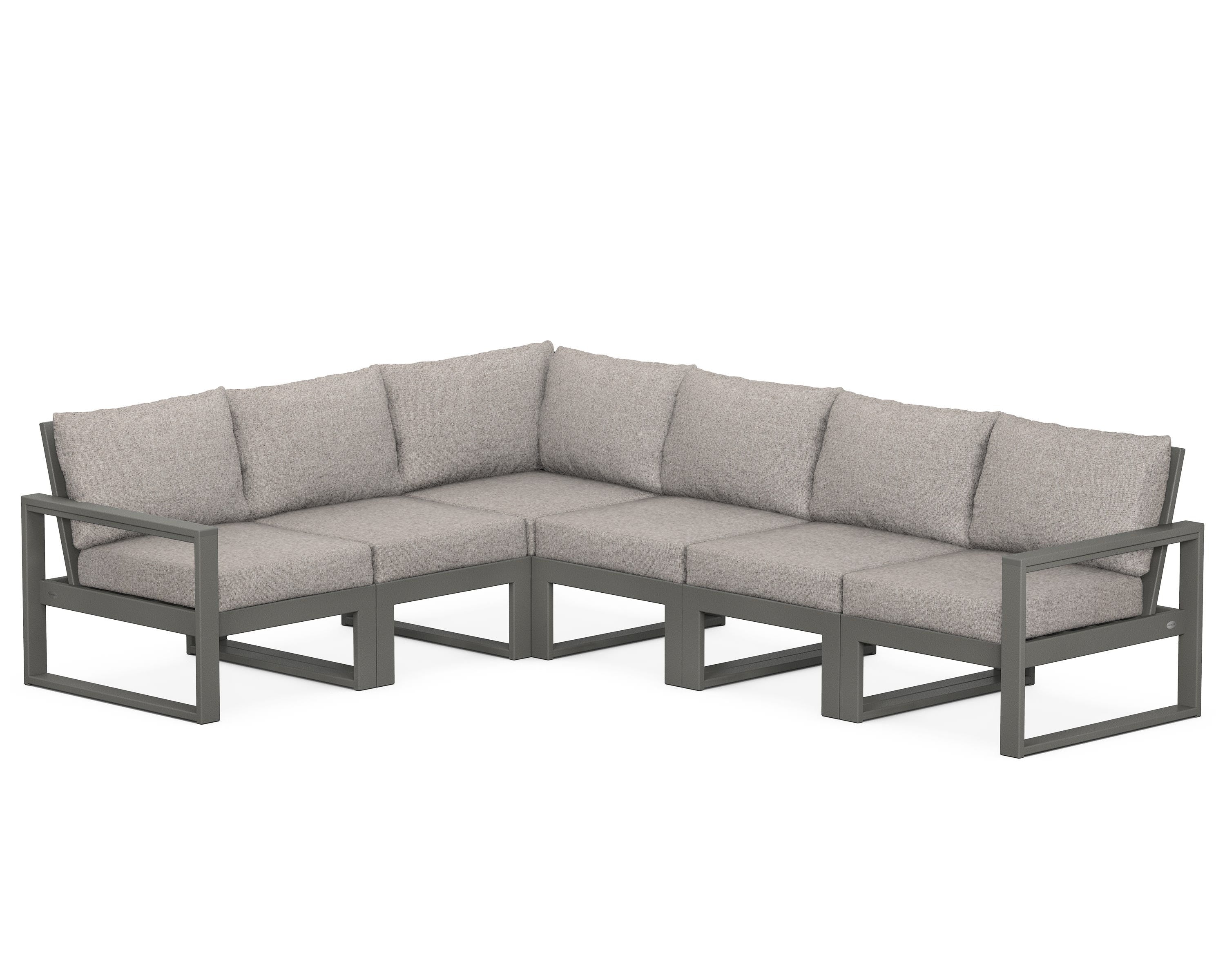 POLYWOOD® EDGE 6-Piece Modular Deep Seating Set in Slate Grey / Weathered Tweed