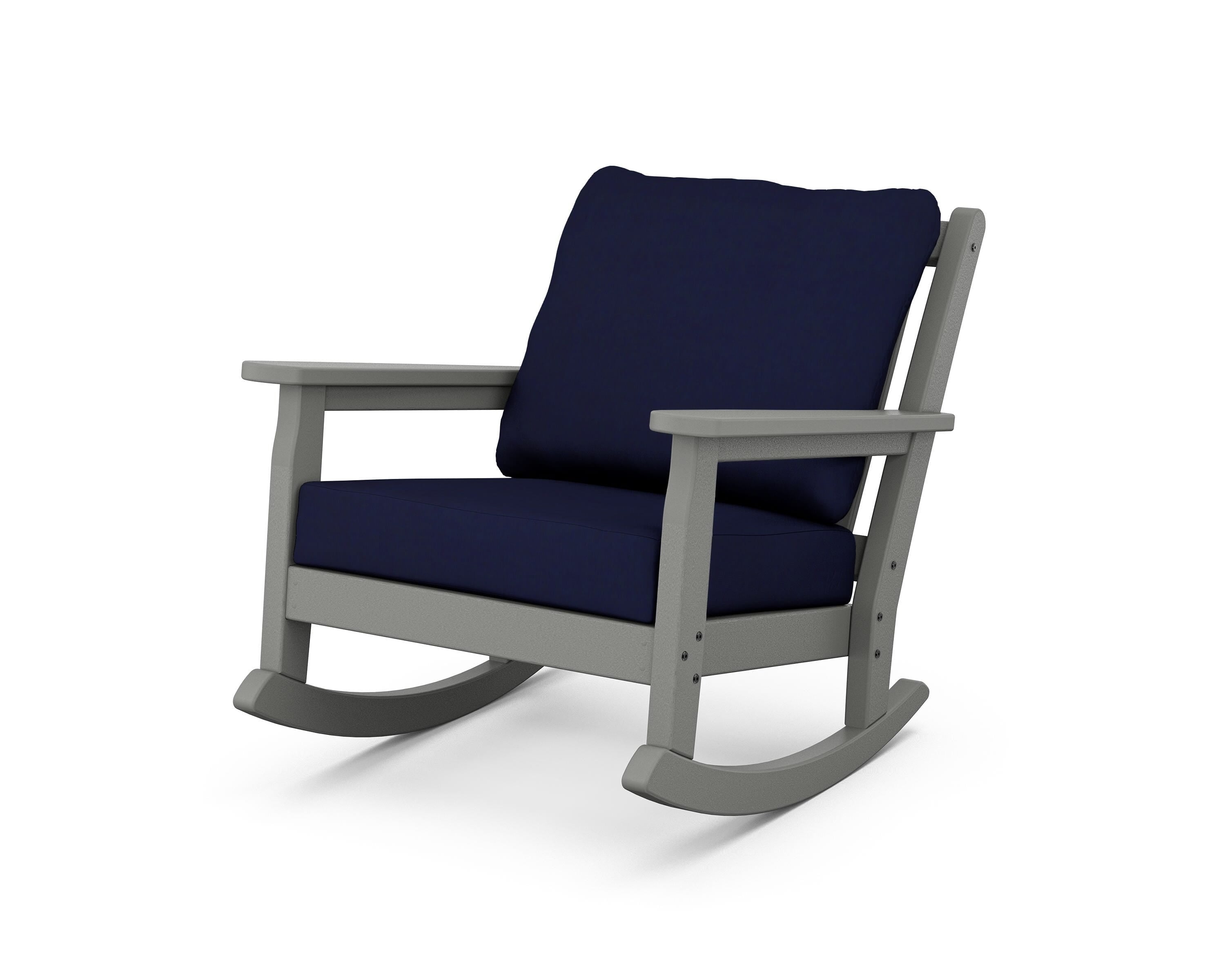 POLYWOOD® Chippendale Deep Seating Rocking Chair in Slate Grey / Navy