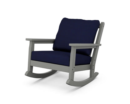 POLYWOOD® Chippendale Deep Seating Rocking Chair in Slate Grey / Navy