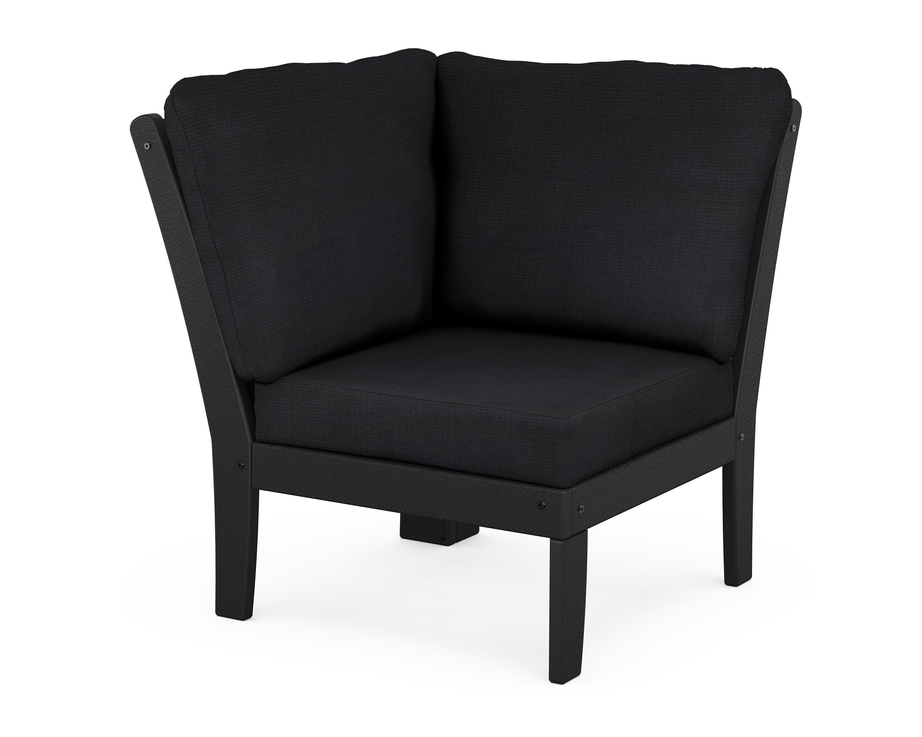 POLYWOOD® Braxton Modular Corner Chair in Black / Midnight Linen