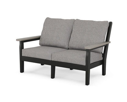 POLYWOOD® Chippendale Deep Seating Loveseat in Black / Driftwood / Grey Mist
