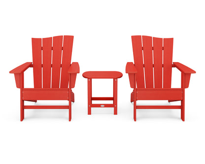 POLYWOOD® Wave 3-Piece Adirondack Chair Set in Sunset Red