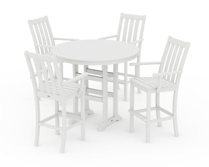 POLYWOOD® Vineyard 5-Piece Round Bar Set in White