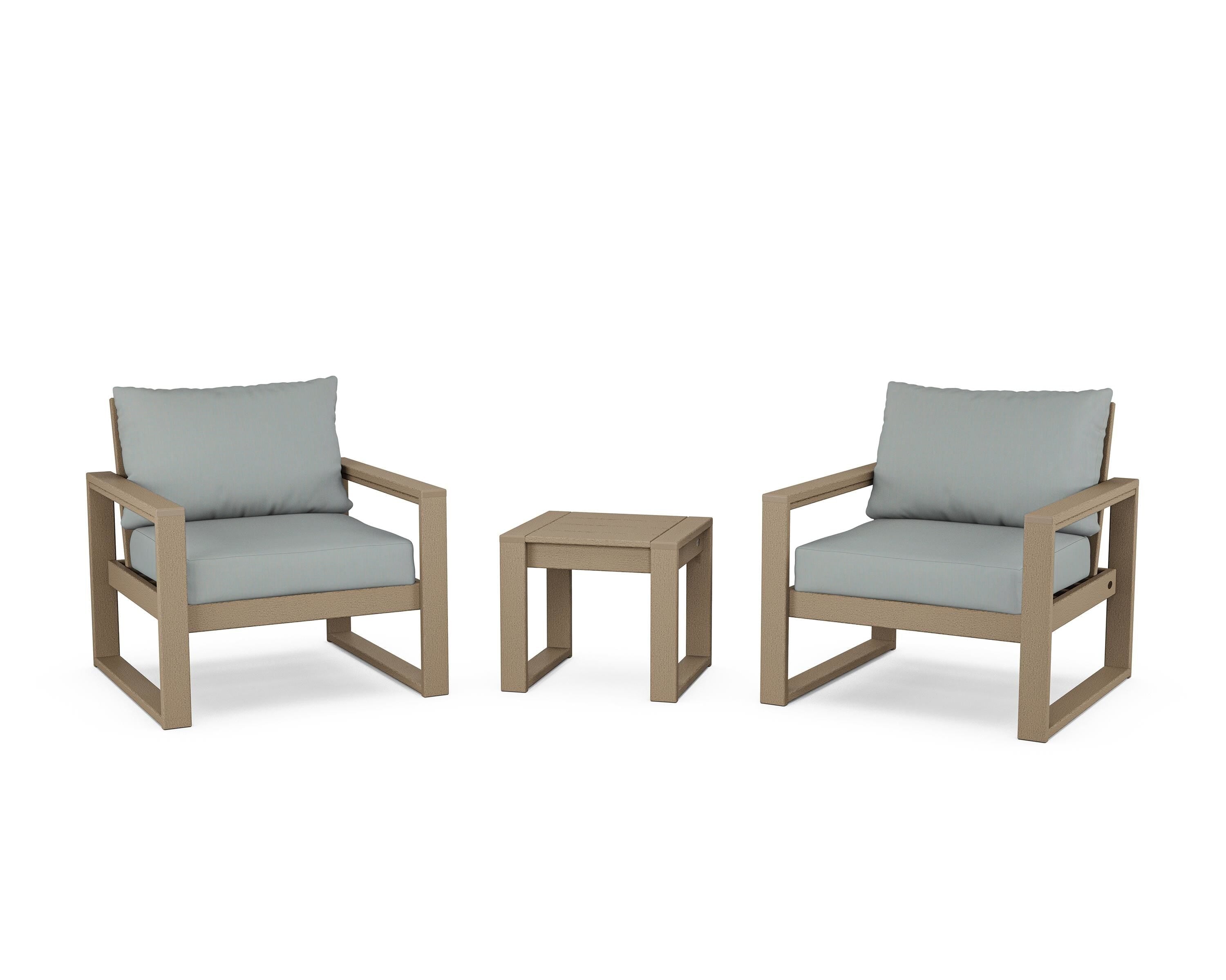 POLYWOOD® EDGE Sectional 3-Piece Deep Seating Set in Vintage Sahara / Spa