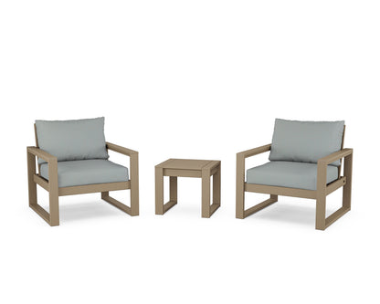 POLYWOOD® EDGE Sectional 3-Piece Deep Seating Set in Vintage Sahara / Spa