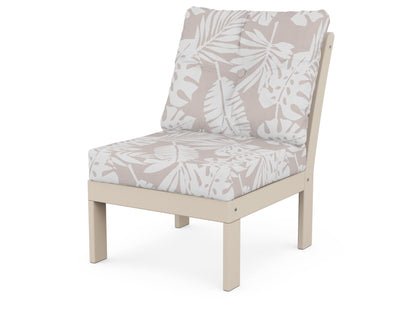 POLYWOOD® Vineyard Modular Armless Chair in Sand / Leaf Dune Burlap