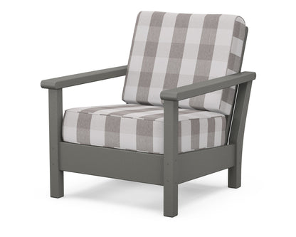 POLYWOOD® Harbour Deep Seating Chair in Slate Grey / Buffalo Plaid Grey Mist