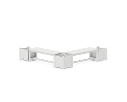 POLYWOOD® 48" Nautical L- Shaped Planter Bench Corner Set in White
