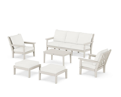 POLYWOOD® Chippendale 6-Piece Lounge Sofa Set in Sand / Natural Linen