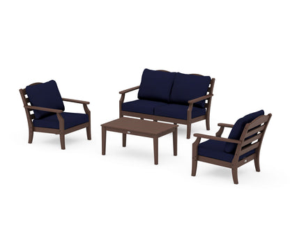 Draper James™ by  POLYWOOD® Savannah 4-Piece Deep Seating Set with Loveseat in Mahogany / Navy