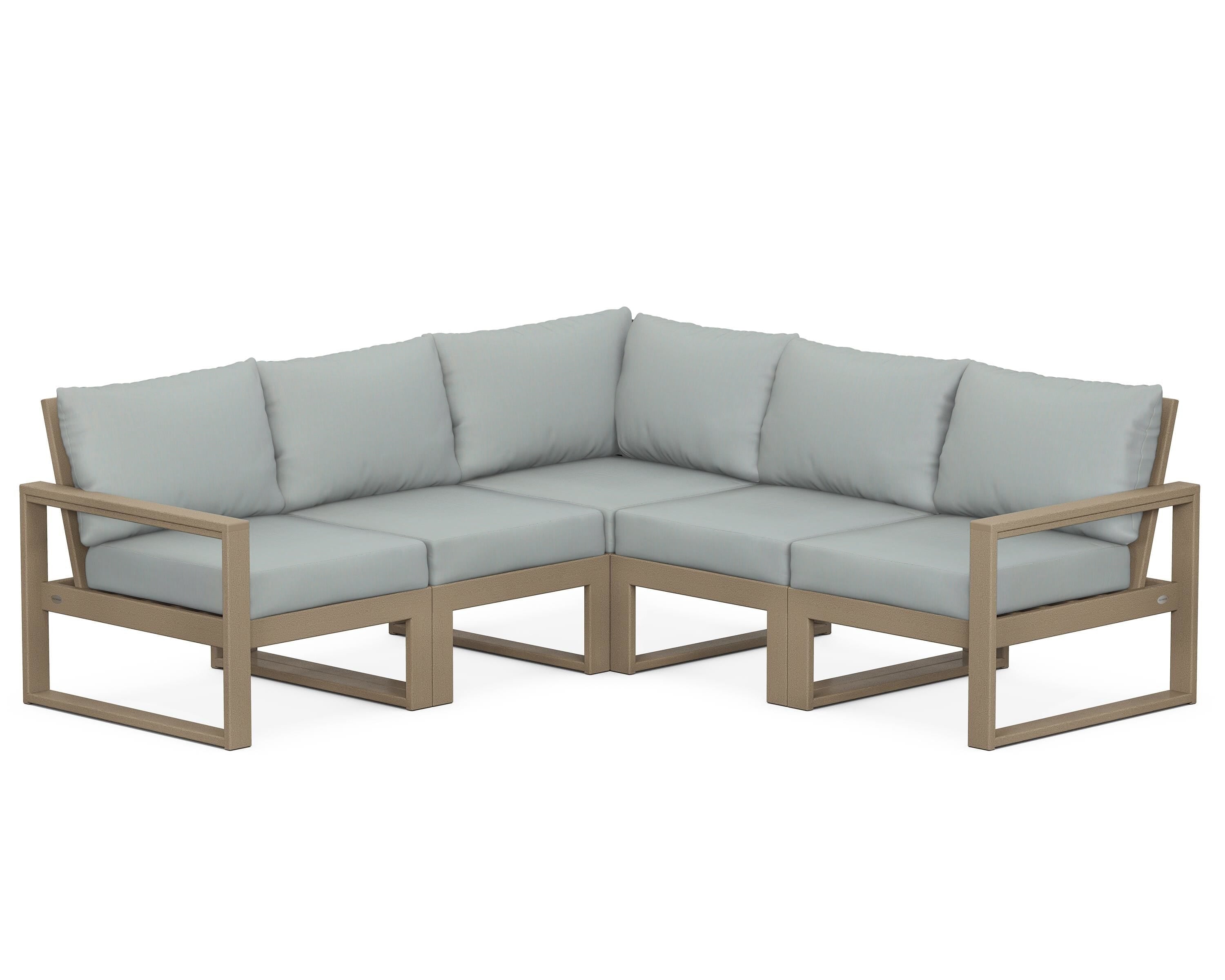 POLYWOOD® EDGE 5-Piece Modular Deep Seating Set in Vintage Sahara / Spa