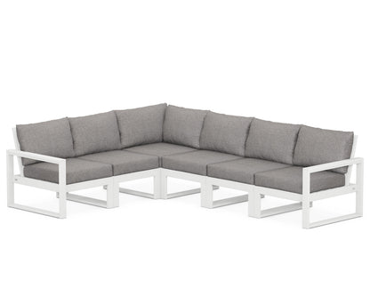 POLYWOOD® EDGE 6-Piece Modular Deep Seating Set in White / Grey Mist
