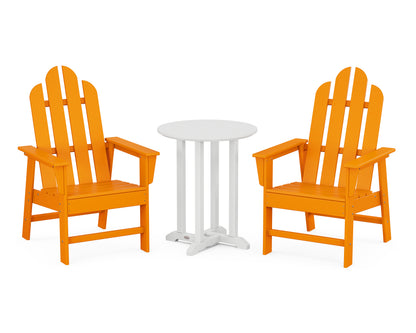 POLYWOOD® Long Island 3-Piece Round Bistro Dining Set in Tangerine / White
