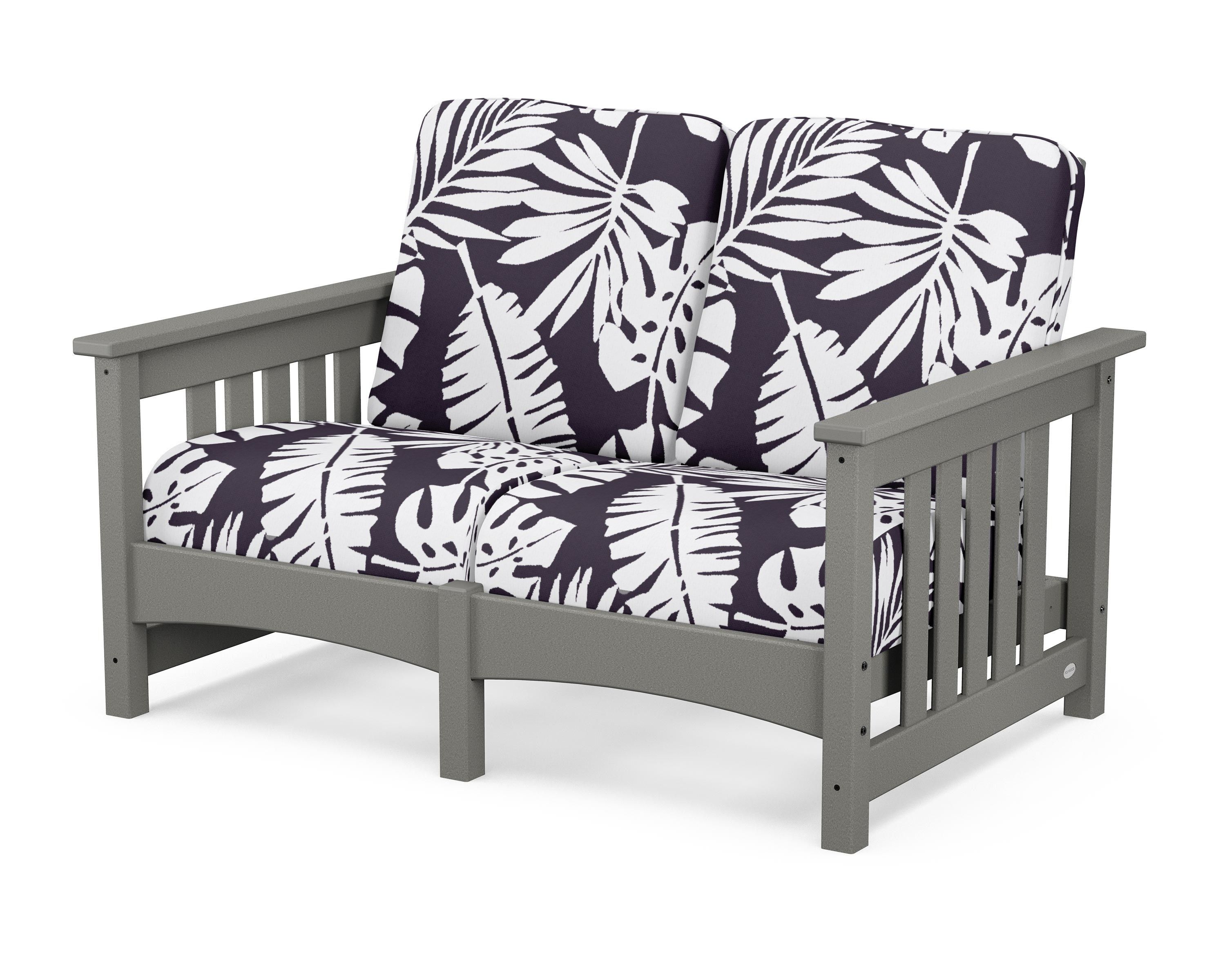 POLYWOOD® Club Mission Loveseat in Slate Grey / Leaf Navy