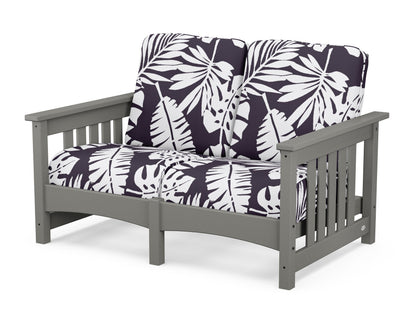 POLYWOOD® Club Mission Loveseat in Slate Grey / Leaf Navy