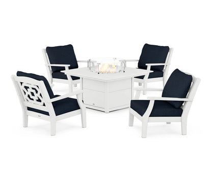 Chinoiserie 5-Piece Deep Seating Set with Fire Pit Table