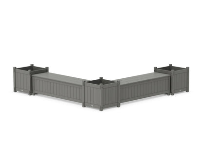 POLYWOOD® 60" Vineyard L- Shaped Planter Storage Bench Corner Set- Large in Slate Grey