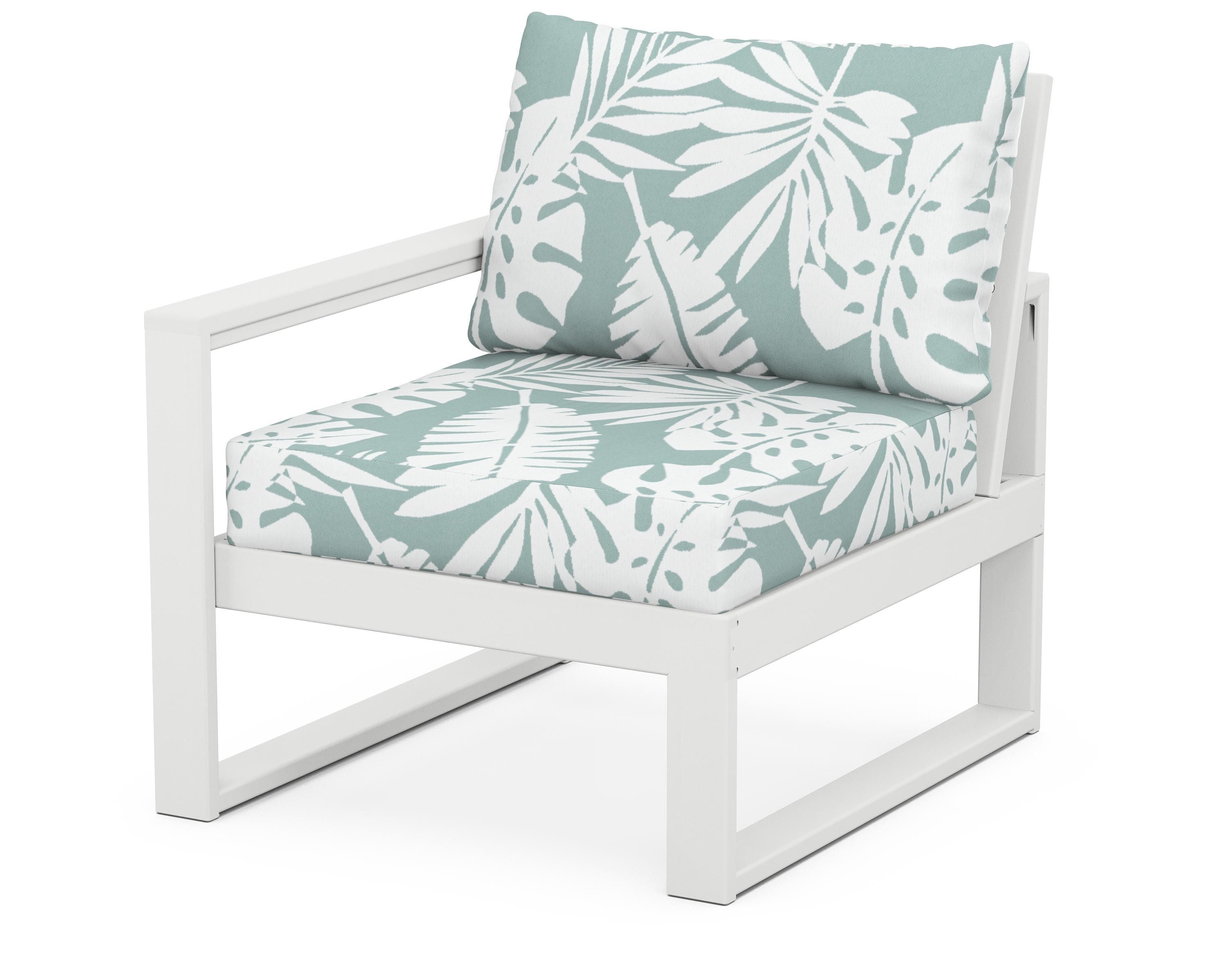 POLYWOOD® EDGE Modular Left Arm Chair in White / Leaf Glacier Spa
