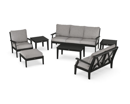 POLYWOOD® Braxton 7-Piece Deep Seating Set in Black / Grey Mist