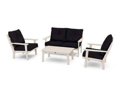 POLYWOOD® Lakeside 4-Piece Deep Seating Set in Sand / Midnight Linen