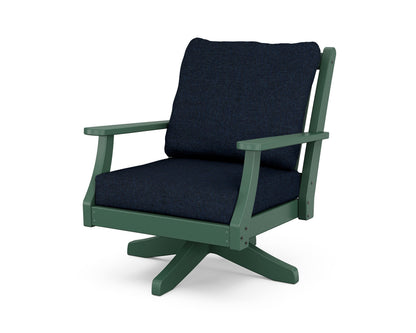 Country Living Wovendale Deep Seating Swivel Chair in Green / Marine Indigo