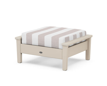 POLYWOOD® Prescott Deep Seating Ottoman in Sand / Cabana Stripe Dune Burlap
