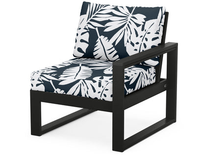 POLYWOOD® EDGE Modular Right Arm Chair in Black / Leaf Marine Indigo