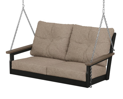 POLYWOOD® Vineyard Deep Seating Swing in Black / Kona / Spiced Burlap